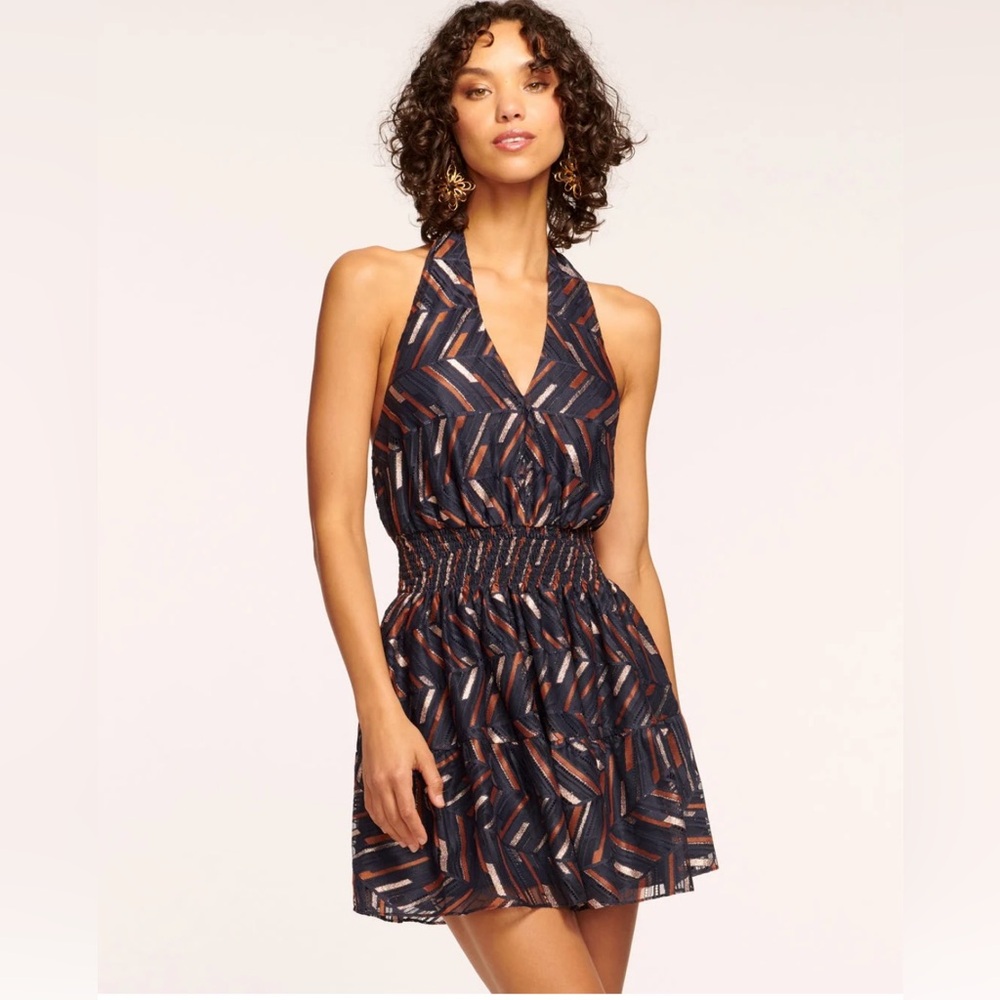 Ramy Brook Backless Dress in Navy and Orange
